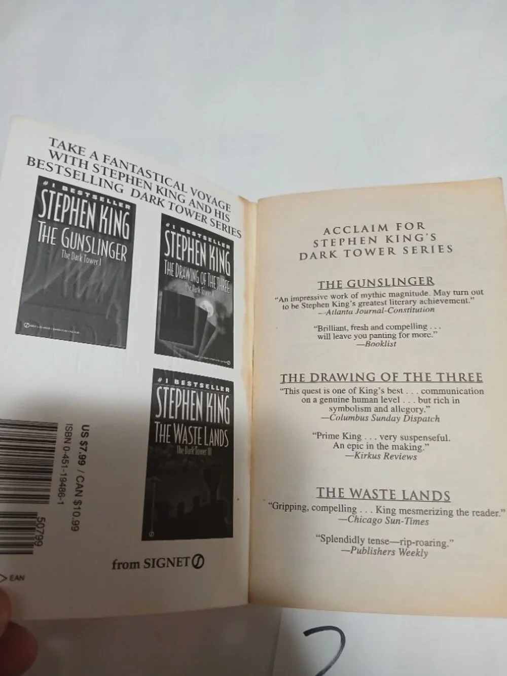 Stephen King Wizard and Glass The Dark Tower IV 1st printing Signet Paperback